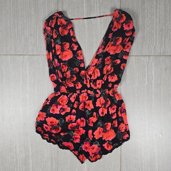 Billabong Midnight Hour Sleeveless Floral Romper Size Medium - Picture 7 of 8